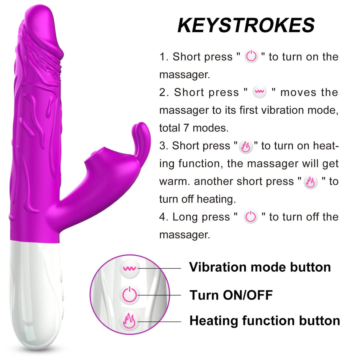 Vibratore rabbit 7 funzioni – ricaricabile, riscaldante, fucsia | Favorites