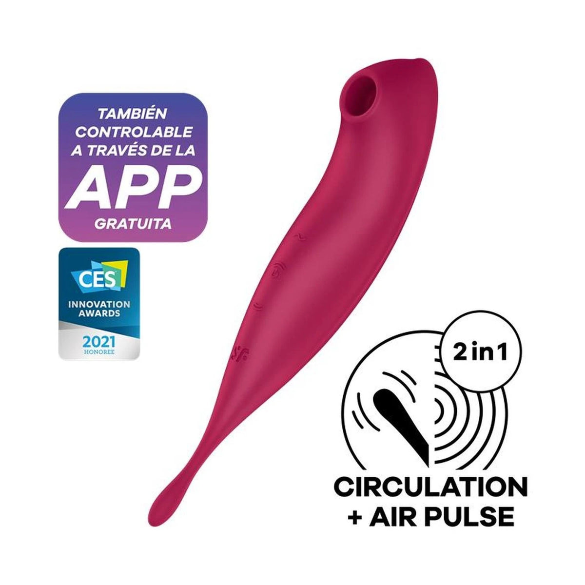 Stimulateur clitoridien Twirling Pro Connect 12 fonctions – contrôlé par appli, rouge | Satisfyer
