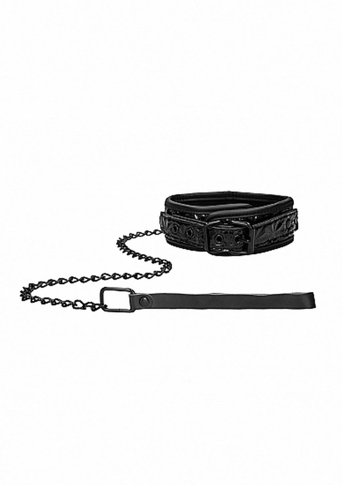 Atadura bondage Collar with Leash – negra | Ouch!