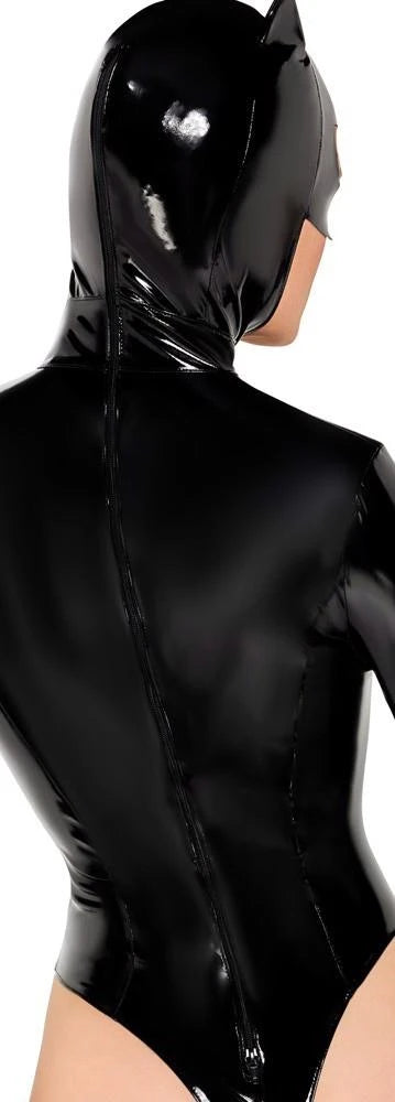 Bodysuit – wetlook, long sleeves, black | Black Level