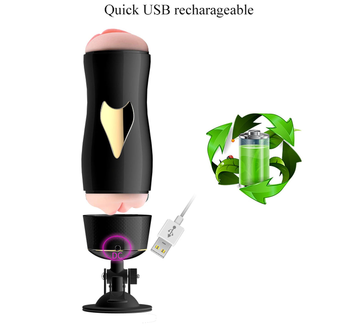 Masturbador 7 funciones – recargable, con ventosa, negro | Favorites