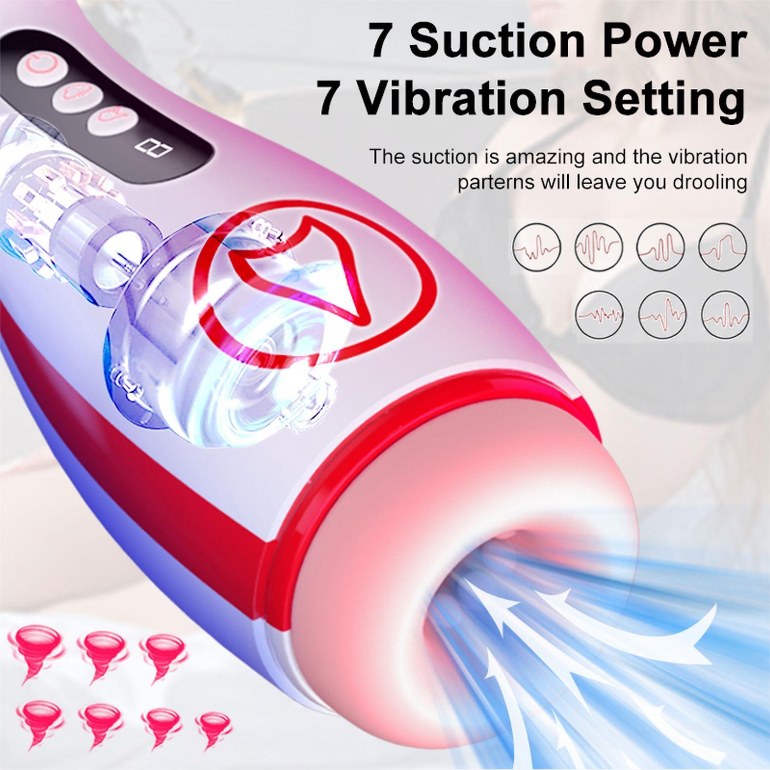 Masturbateur - Godet de masturbation vibrant, 7 puissances d'aspiration, 7 modes de vibration