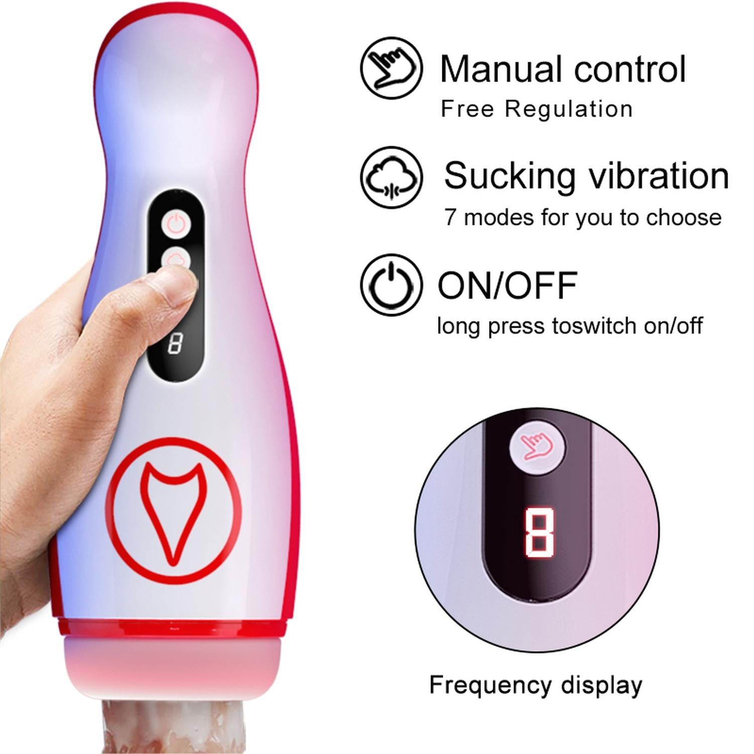 Masturbateur - Godet de masturbation vibrant, 7 puissances d'aspiration, 7 modes de vibration