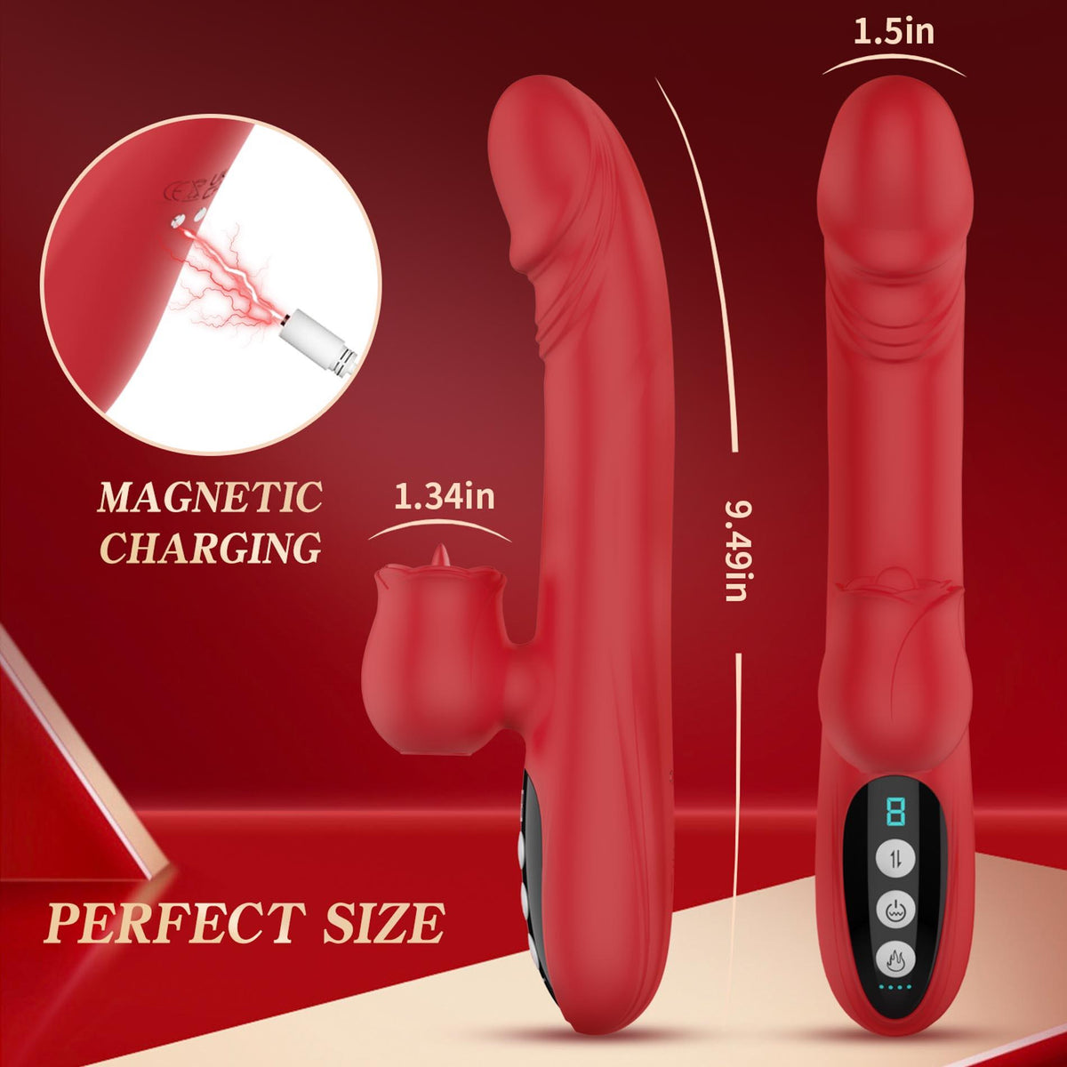 Stimulateur clitoridien Licking 7 7 fonctions – rechargeable, chauffant, rouge | Favorites