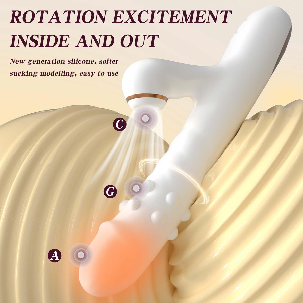 Clitoral stimulator licking 3 functions – rechargeable, rotating, white | Favorites