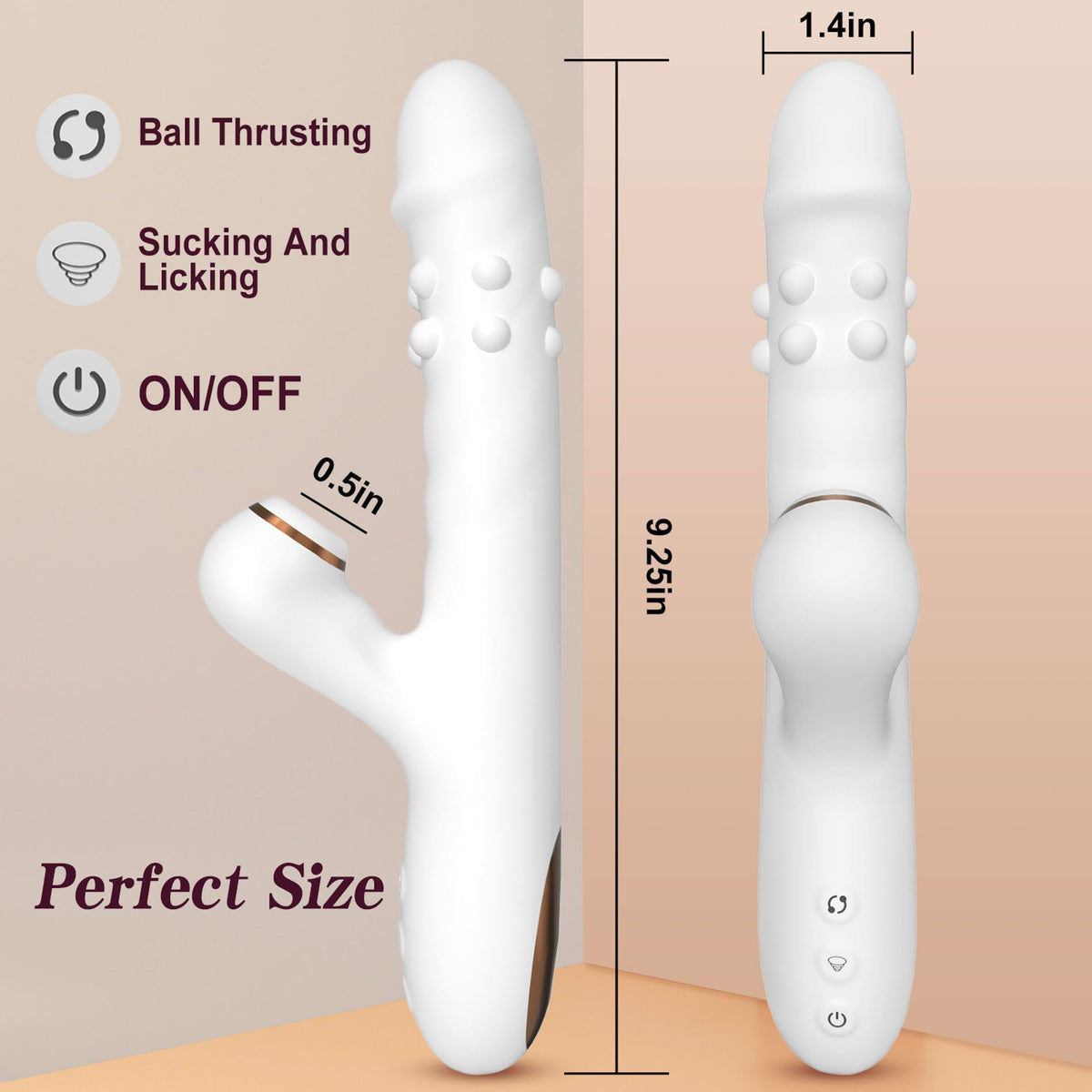 Clitoral stimulator licking 3 functions – rechargeable, rotating, white | Favorites