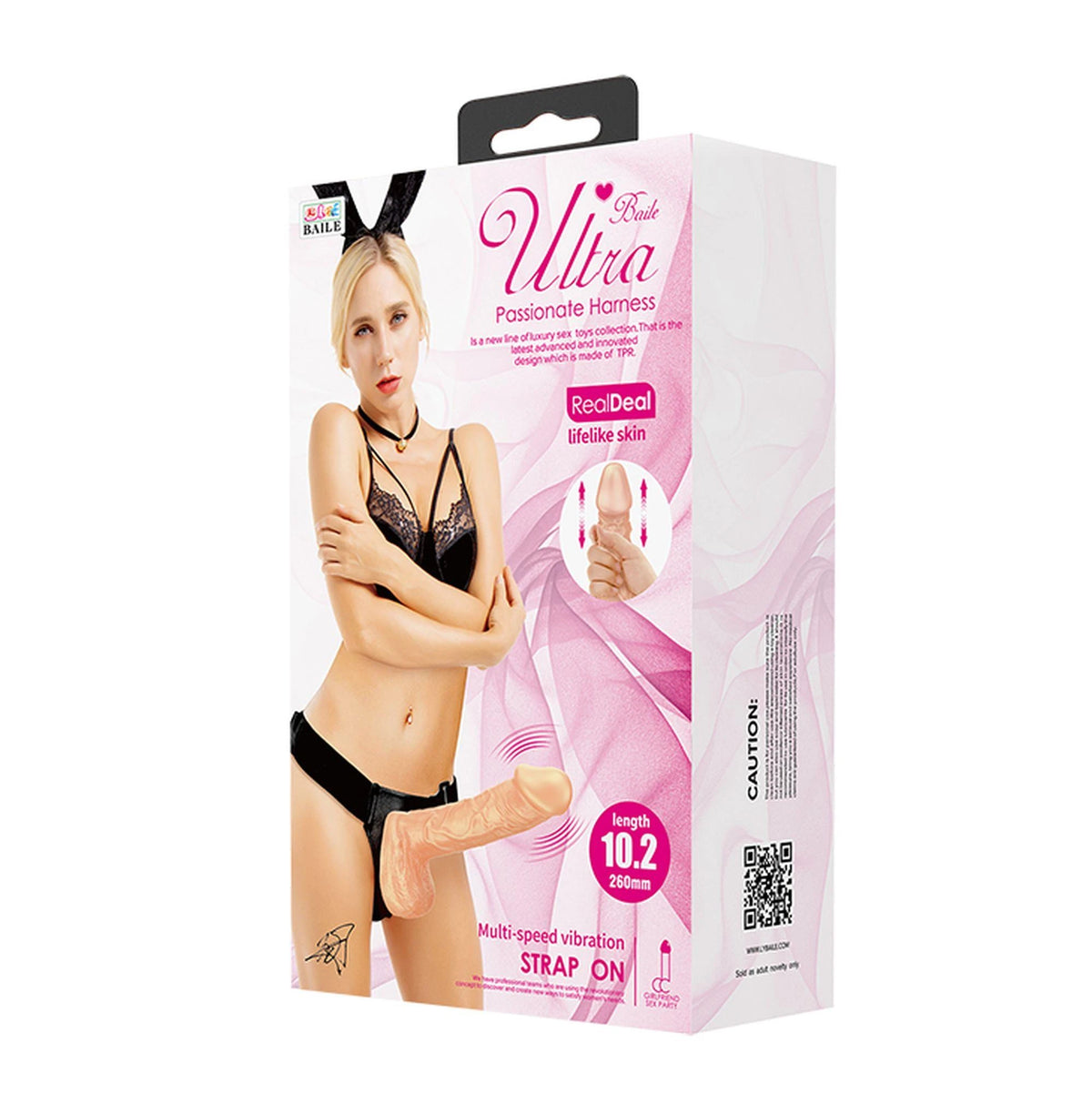 Arnés strap-on RealDeal 10.2″ – con mando a distancia, vibrador | Baile
