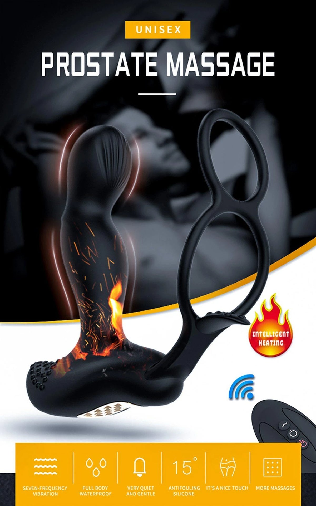Massaggiatore prostatico 7 funzioni – con telecomando, ricaricabile, nero | Favorites