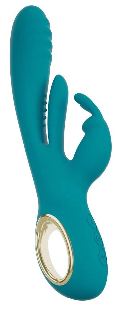 Rabbit vibrator Thrust 10 functions – rechargeable, thrusting, turquoise | Sweet Smile