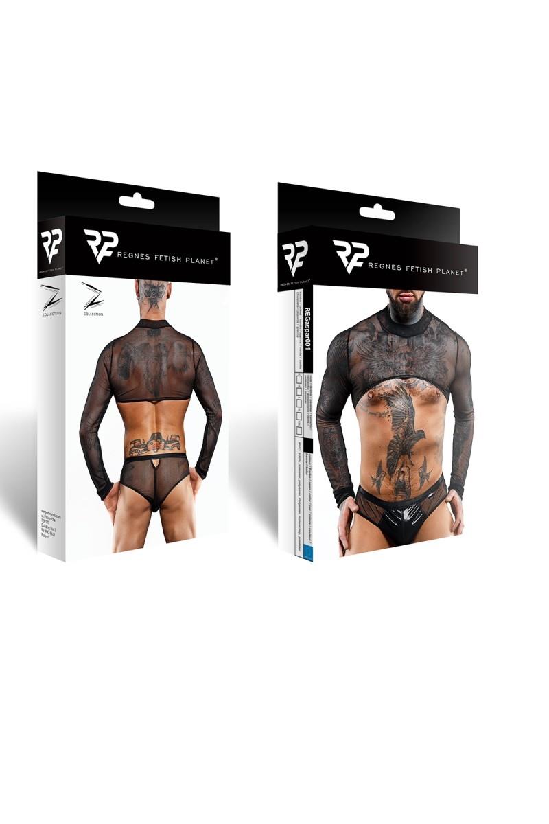 T-shirt homme Krótki długimi rękawami – noir 65-REGASPAR001L | Regnes Fetish Planet