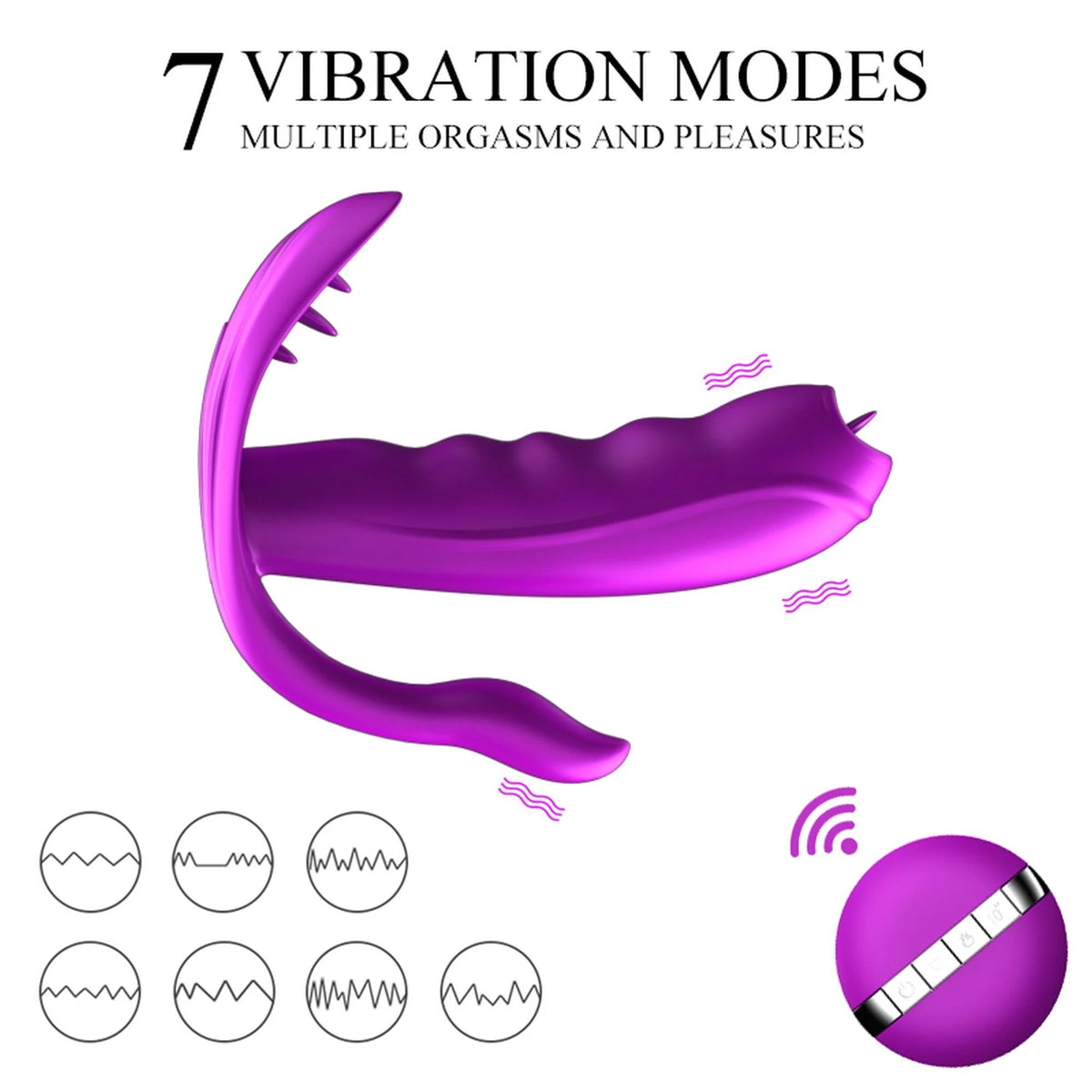 Klitoris-Stimulator 7 Funktionen – mit Fernbedienung, wiederaufladbar, lila | Favorites