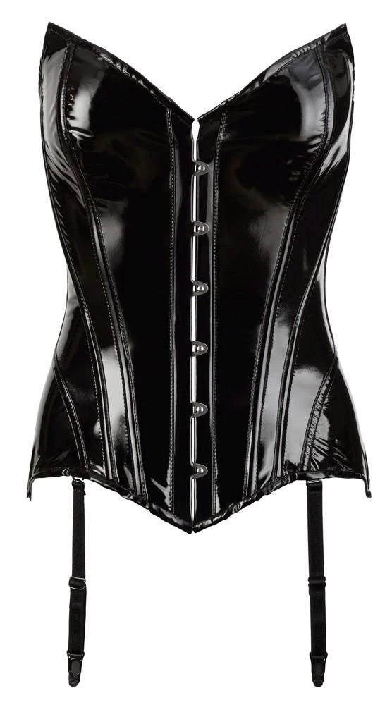 Corset – wetlook, with garters, black | Black Level
