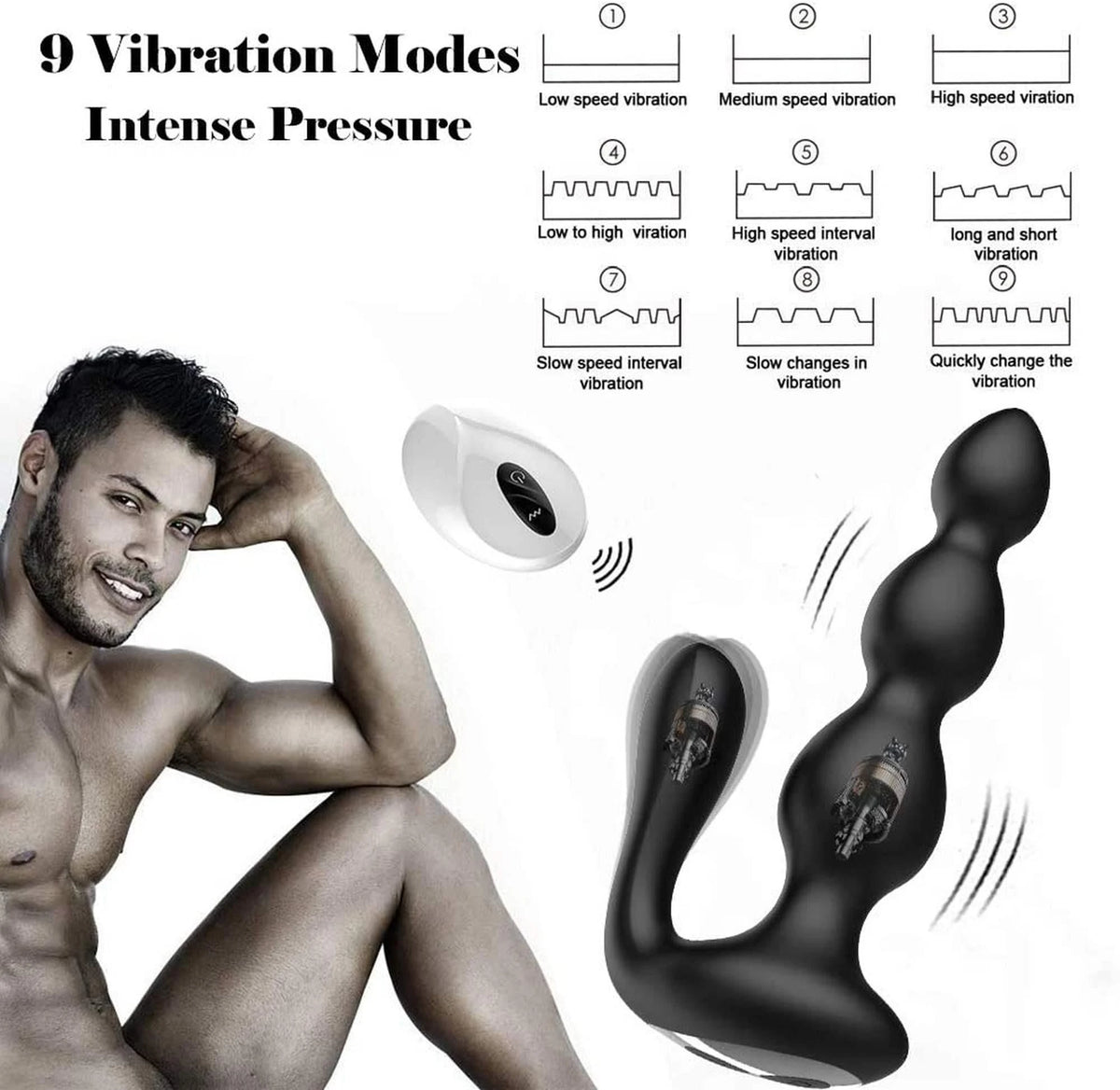 Plug anal RemoteSilicone AnalBeads – vibratório, com controlo remoto, preto | Favorites