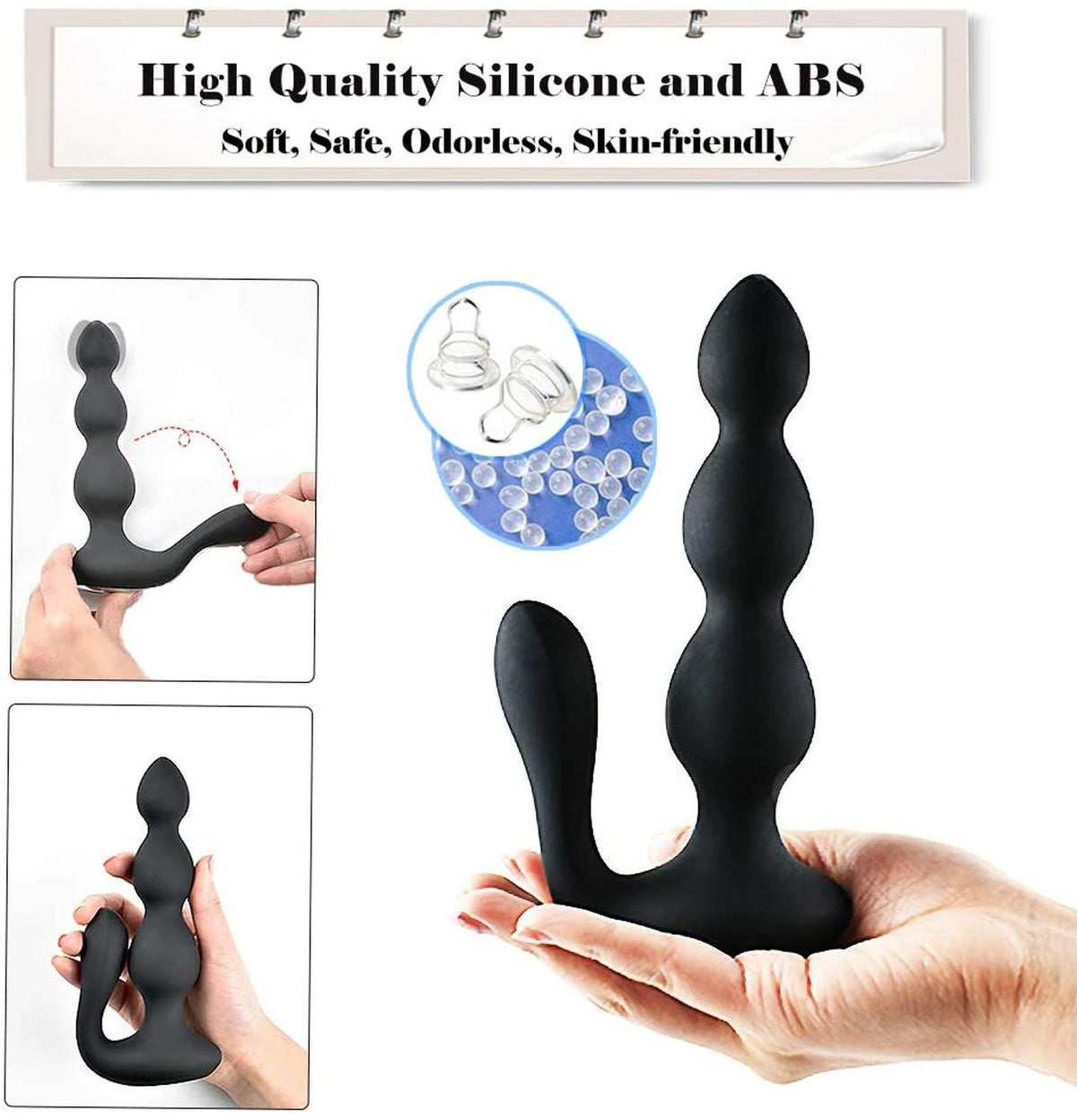 Plug anal RemoteSilicone AnalBeads – vibratório, com controlo remoto, preto | Favorites