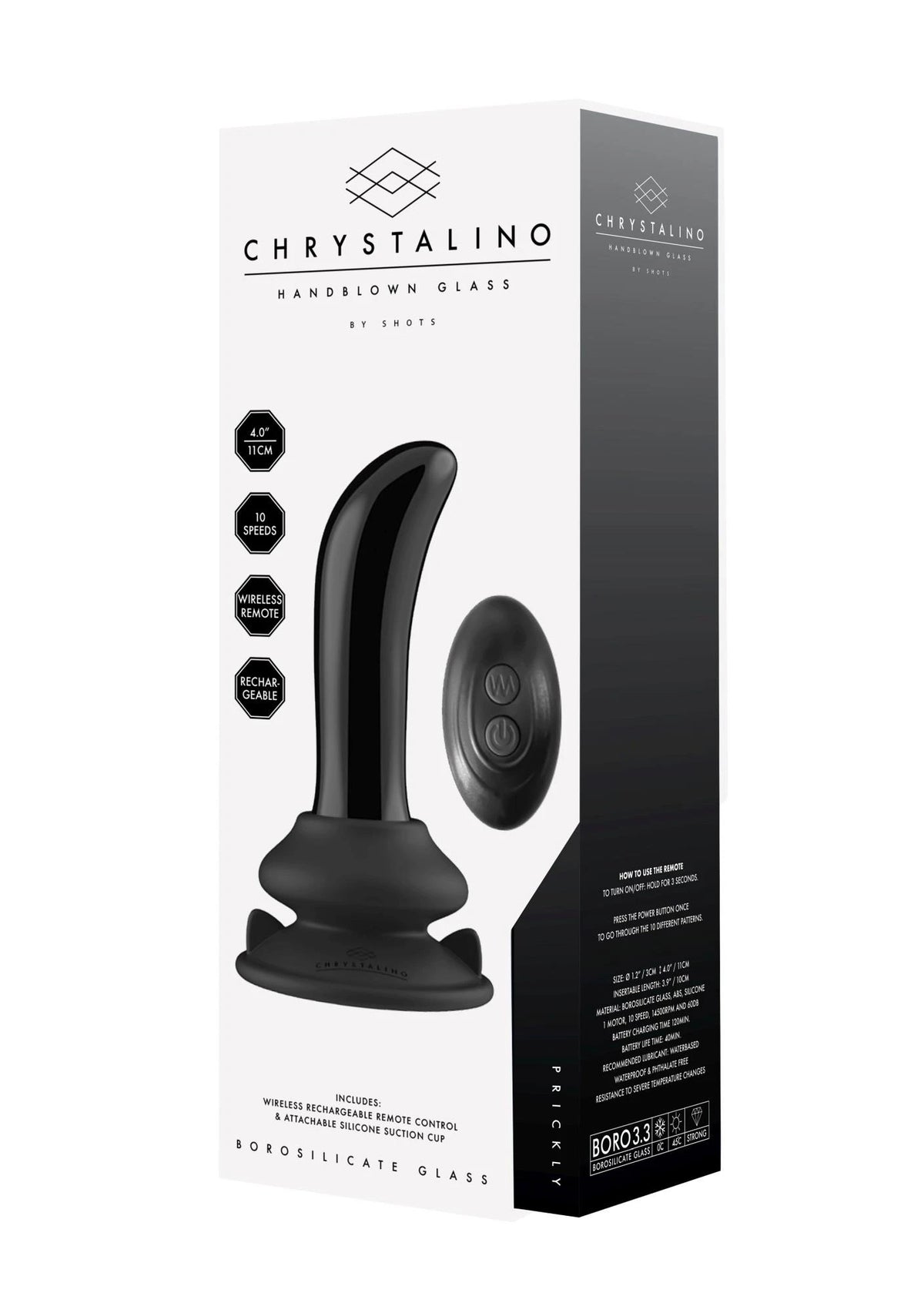 G-pont vibrátor Prickly Smooth 10 funkció – távirányítós, tapadókorongos, fekete | Chrystalino