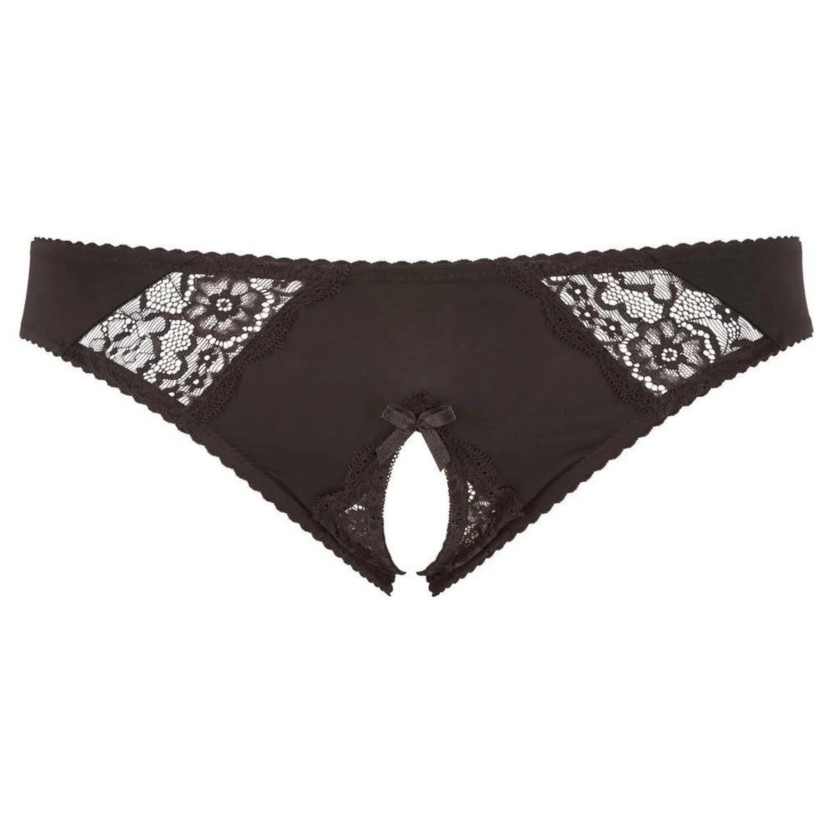 Cueca – em renda, com laços, preta | Cottelli CURVES