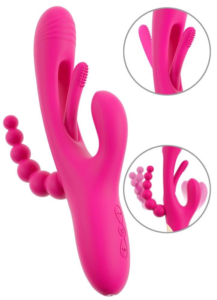 Rabbit-Vibrator Triple Flicking 7 Funktionen – wiederaufladbar, rosa | Sweet Smile