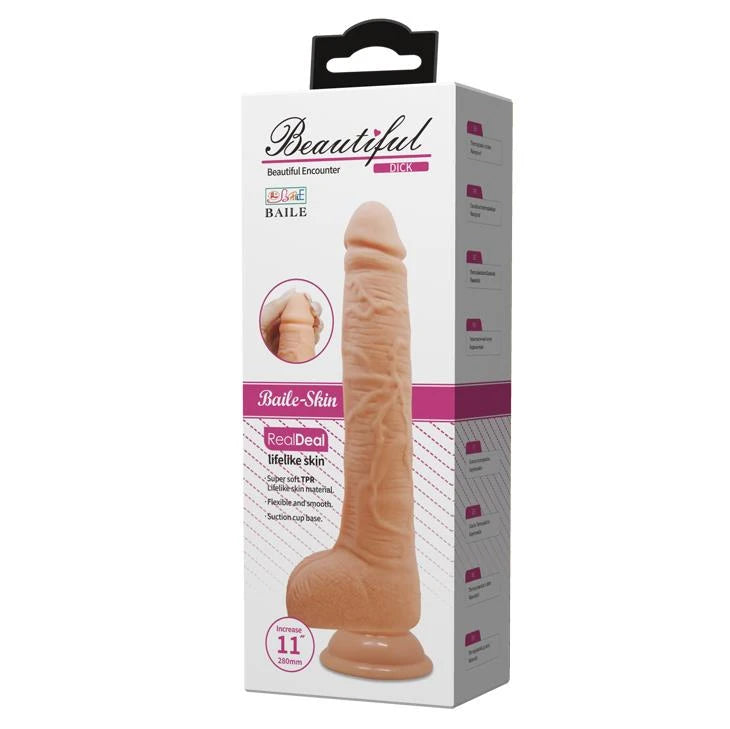 Realistic dildo – with suction cup, vibrating, nude BW-008038NR | Baile