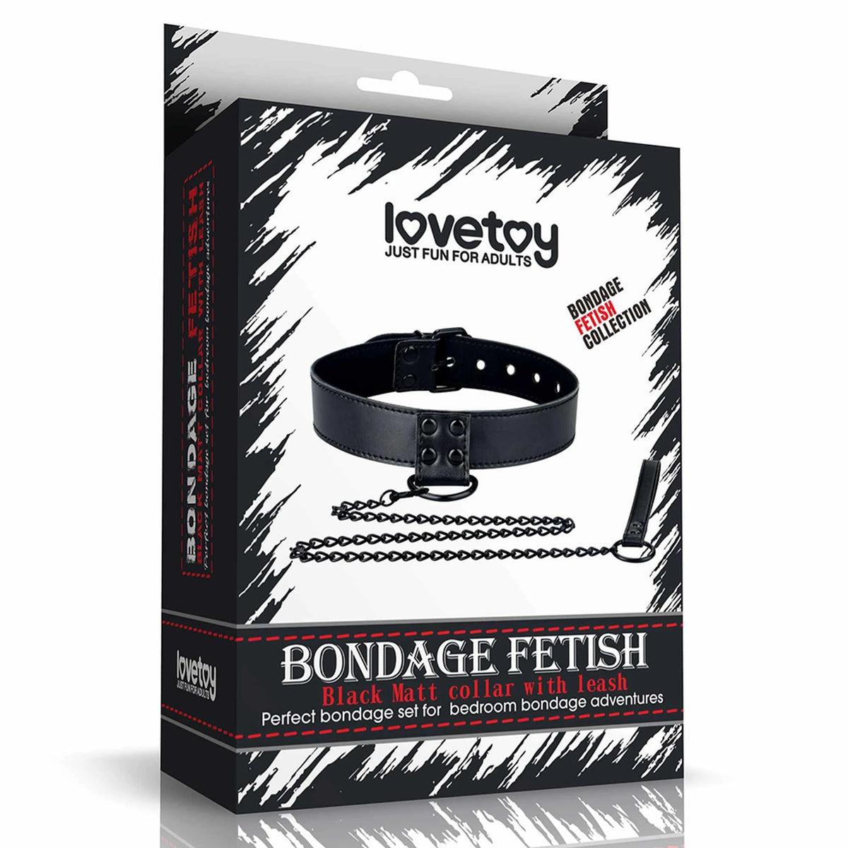 Entrave bondage Matt Collar With Leash – vibrante, noire | Lovetoy