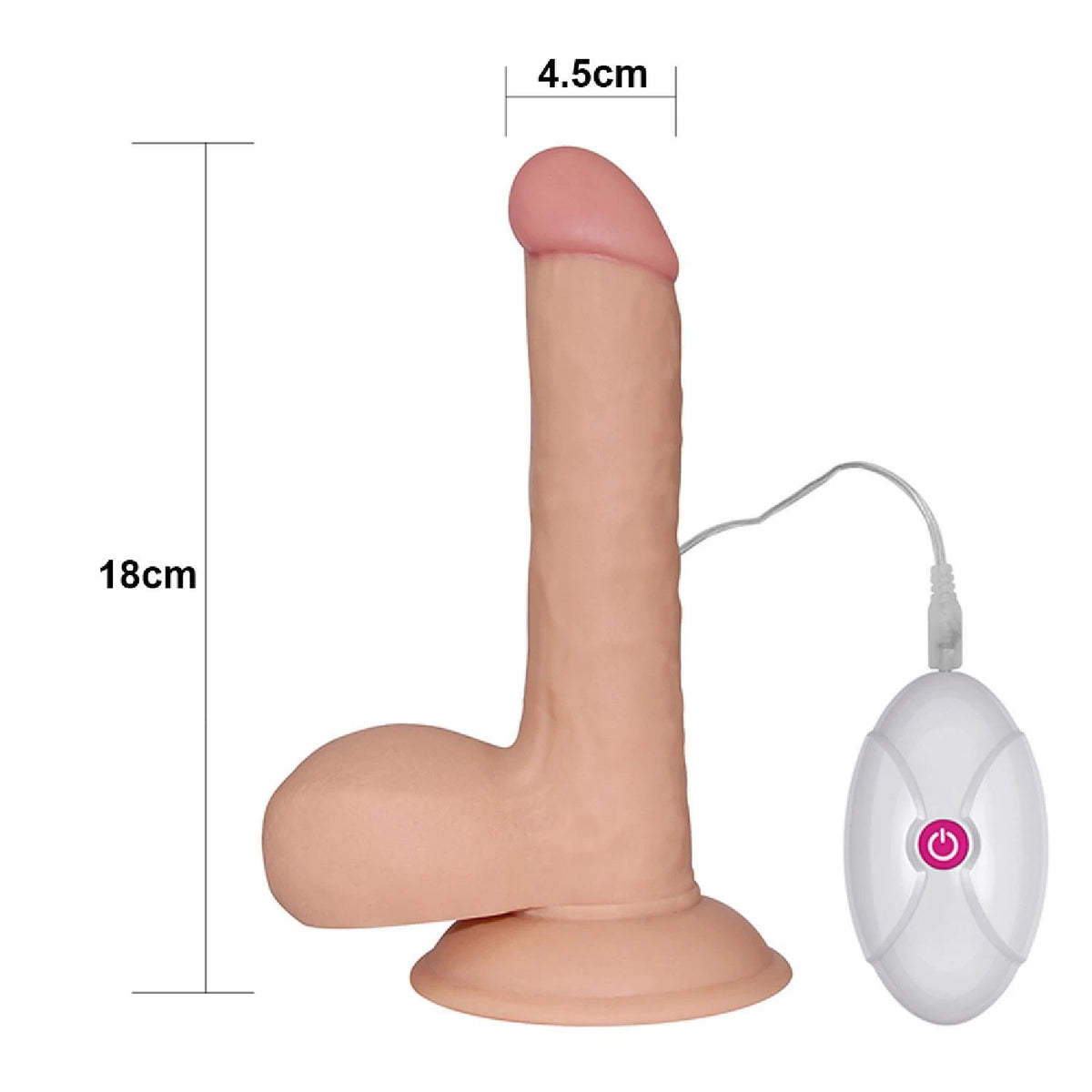 Realisztikus vibrátor 7.5″ Dude 10 sebesség – távirányítós, tapadókorongos, testszínű | Lovetoy