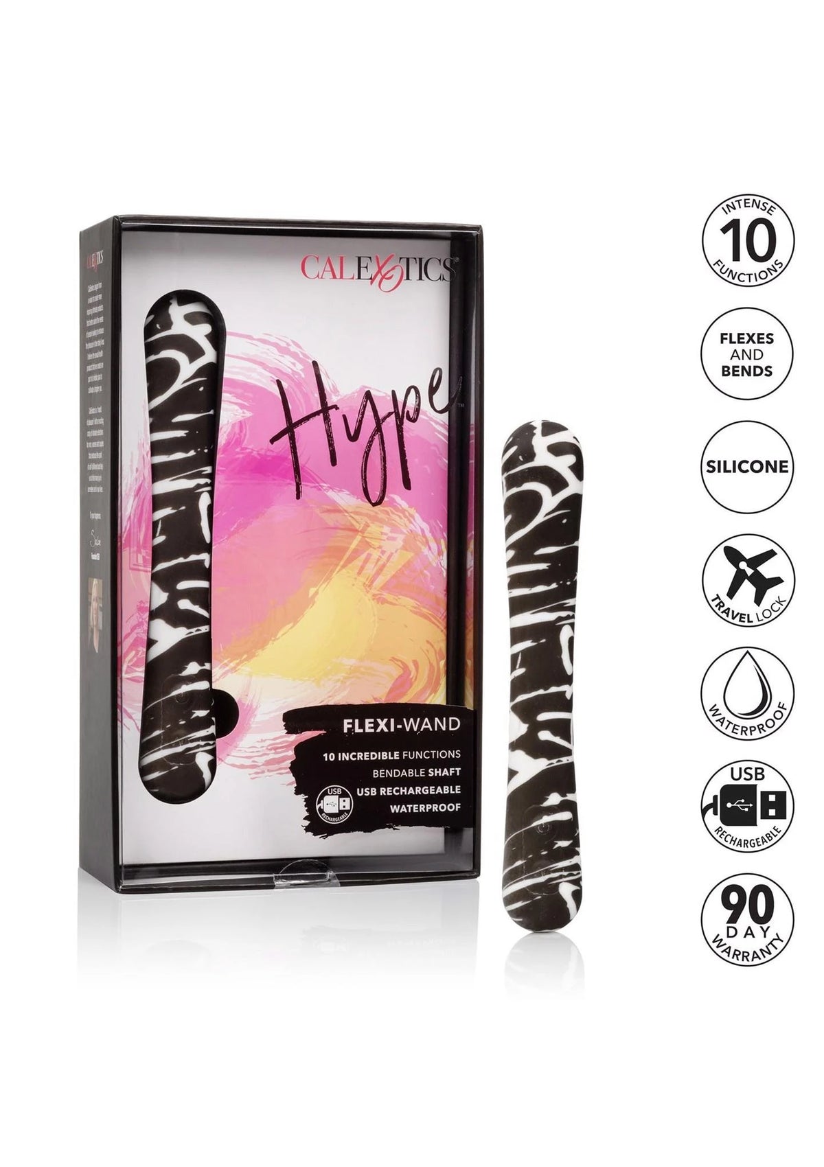 Klasszikus vibrátor Hype FlexiWand 10 funkció – újratölthető, többszínű | Calexotics