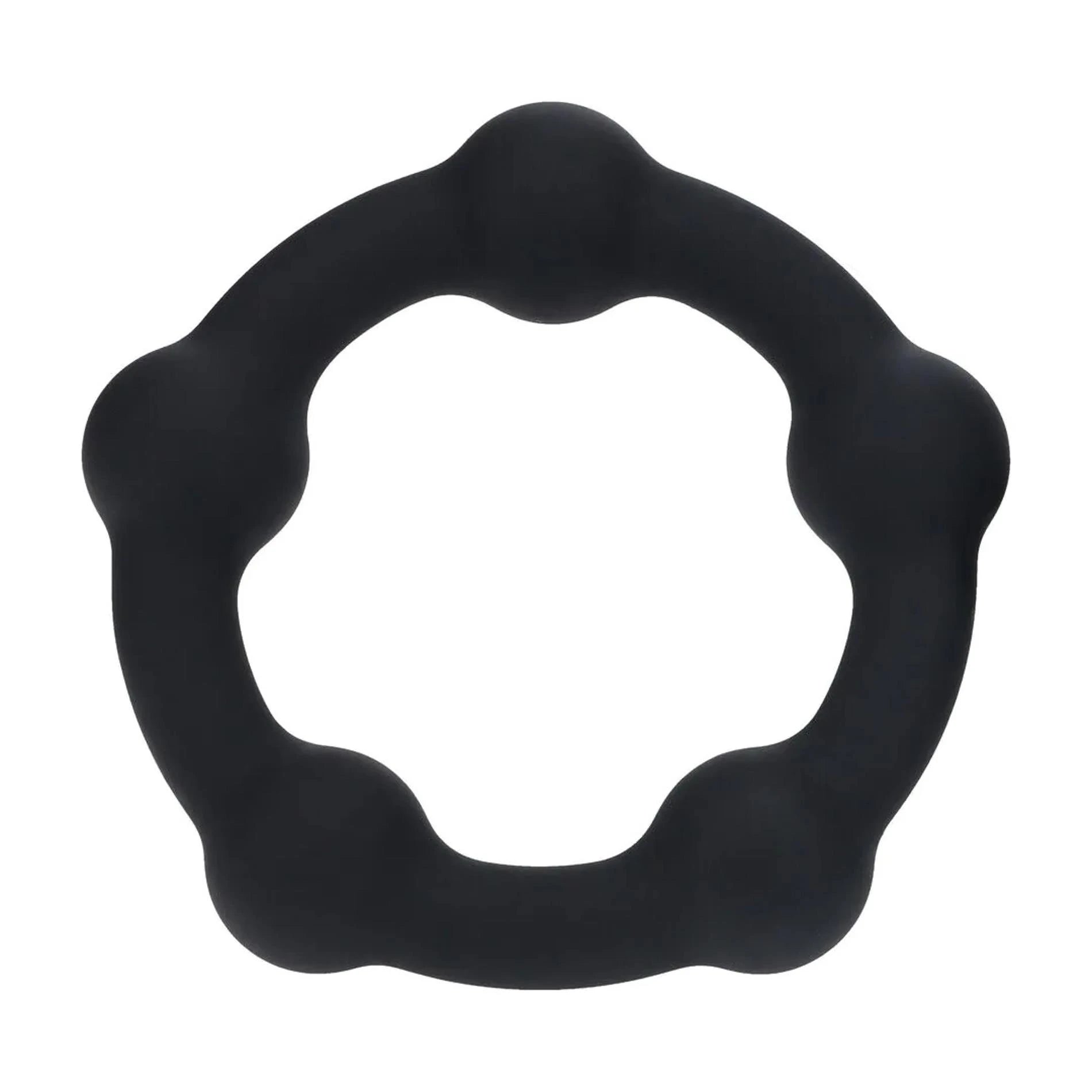 Anneau pénien en silicone perlé - T. L - 45 mm - Noir