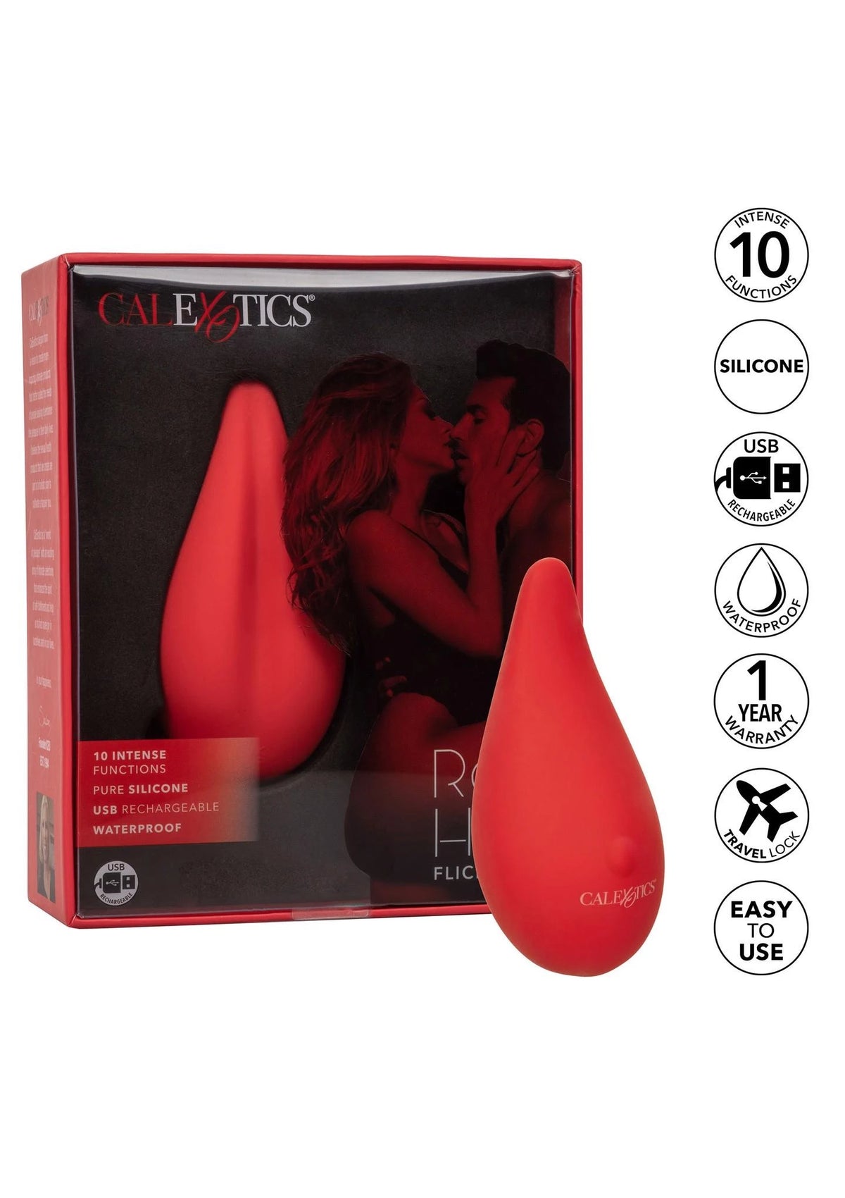 Stimolatore clitorideo Flicker 10 funzioni – rosso | Calexotics