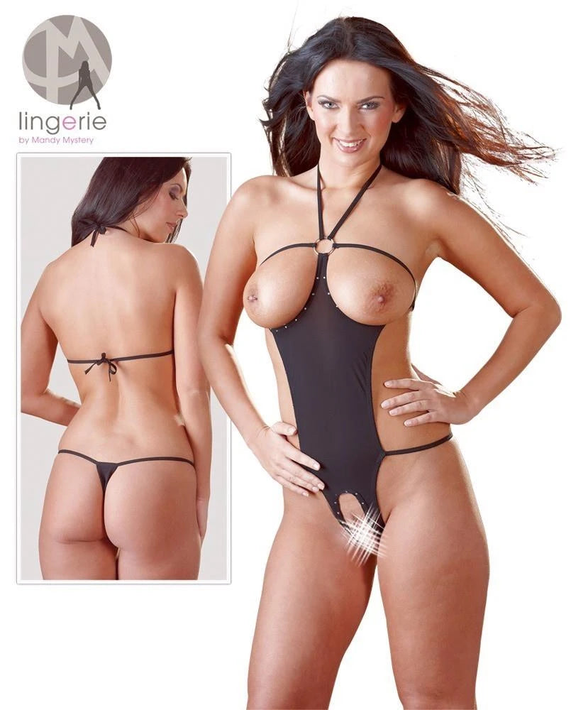 Body – nyitott, nyakpántos, fekete | NO:XQSE