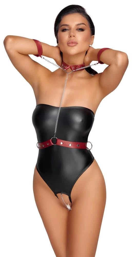 Body – aperto, senza spalline, nero | Cottelli BONDAGE