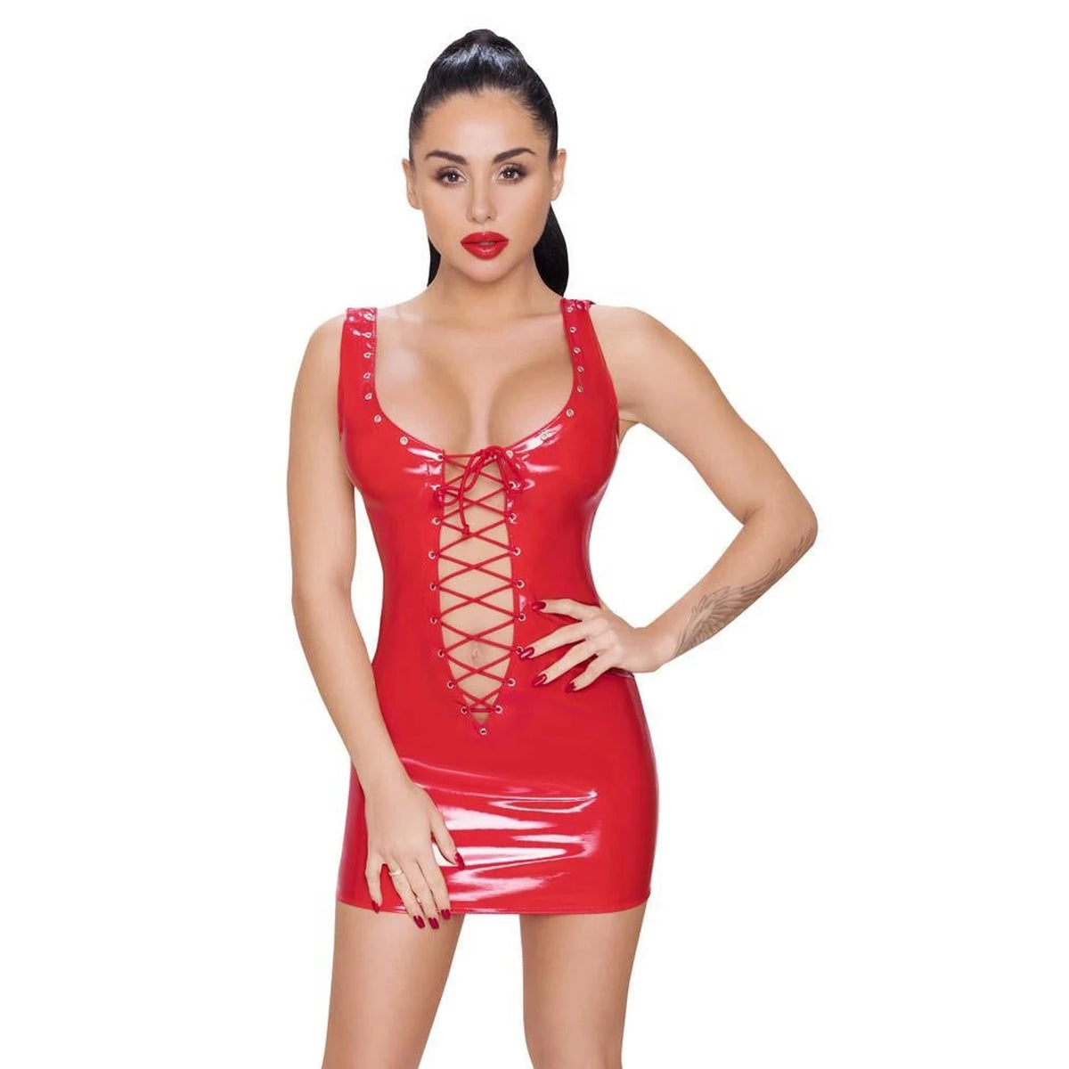 Dress – wetlook, mini, red | Black Level