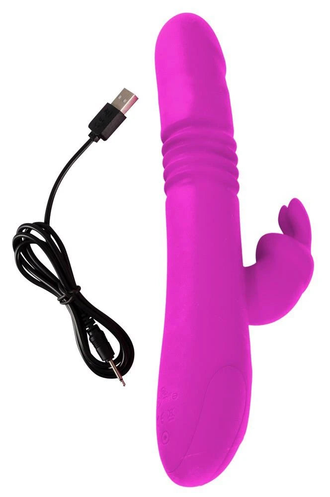 Rabbit vibrator Pearl 10 functions – rechargeable, thrusting, pink | Sweet Smile
