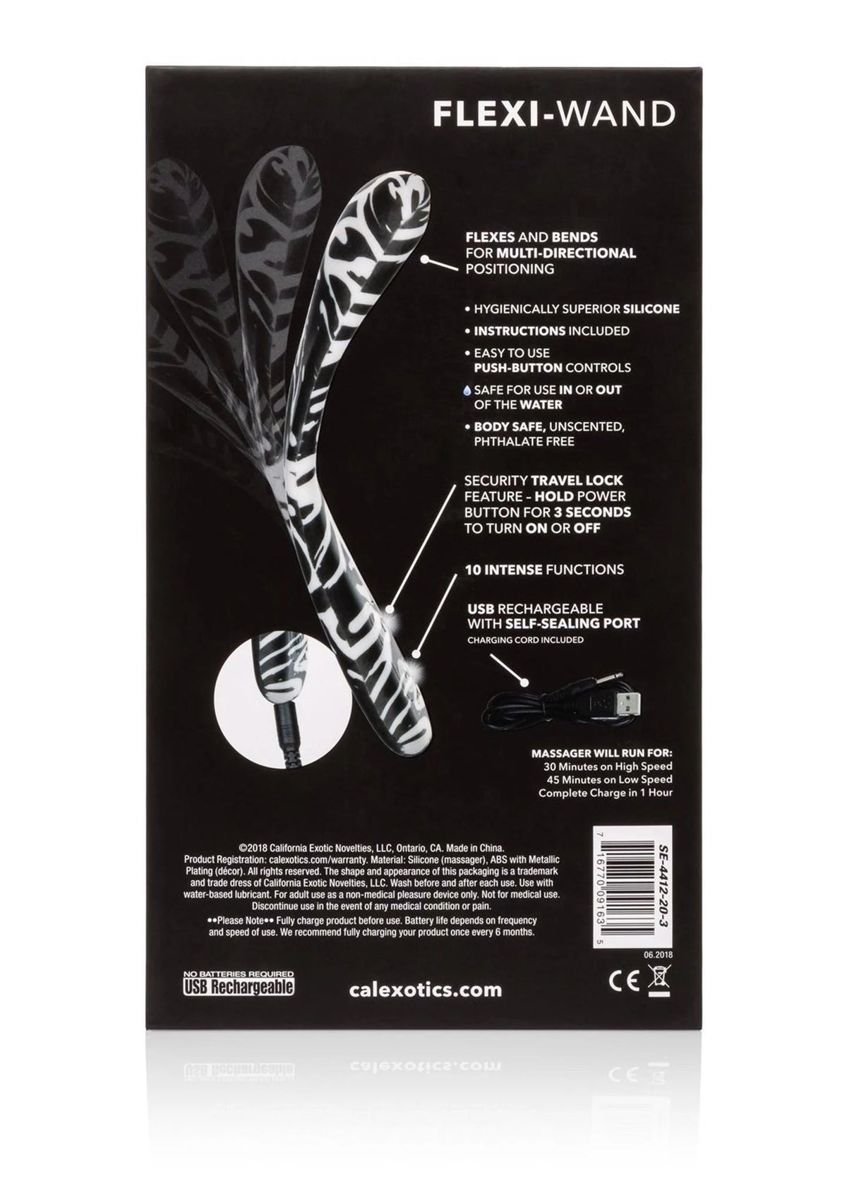 Klasszikus vibrátor Hype FlexiWand 10 funkció – újratölthető, többszínű | Calexotics