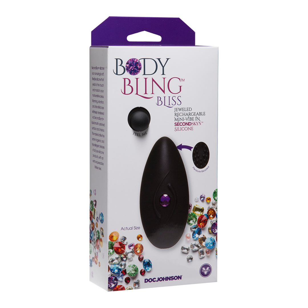 Mini vibrador Bliss 8 funções – com controlo remoto, prateado | Doc Johnson