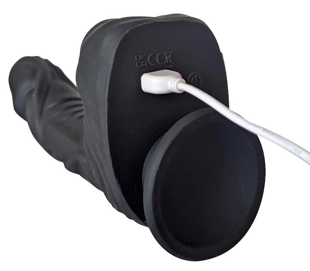 Realistic vibrator 7 functions – remote control, with suction cup, black | Naked Addiction