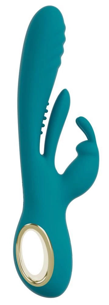 Rabbit vibrator Thrust 10 functions – rechargeable, thrusting, turquoise | Sweet Smile