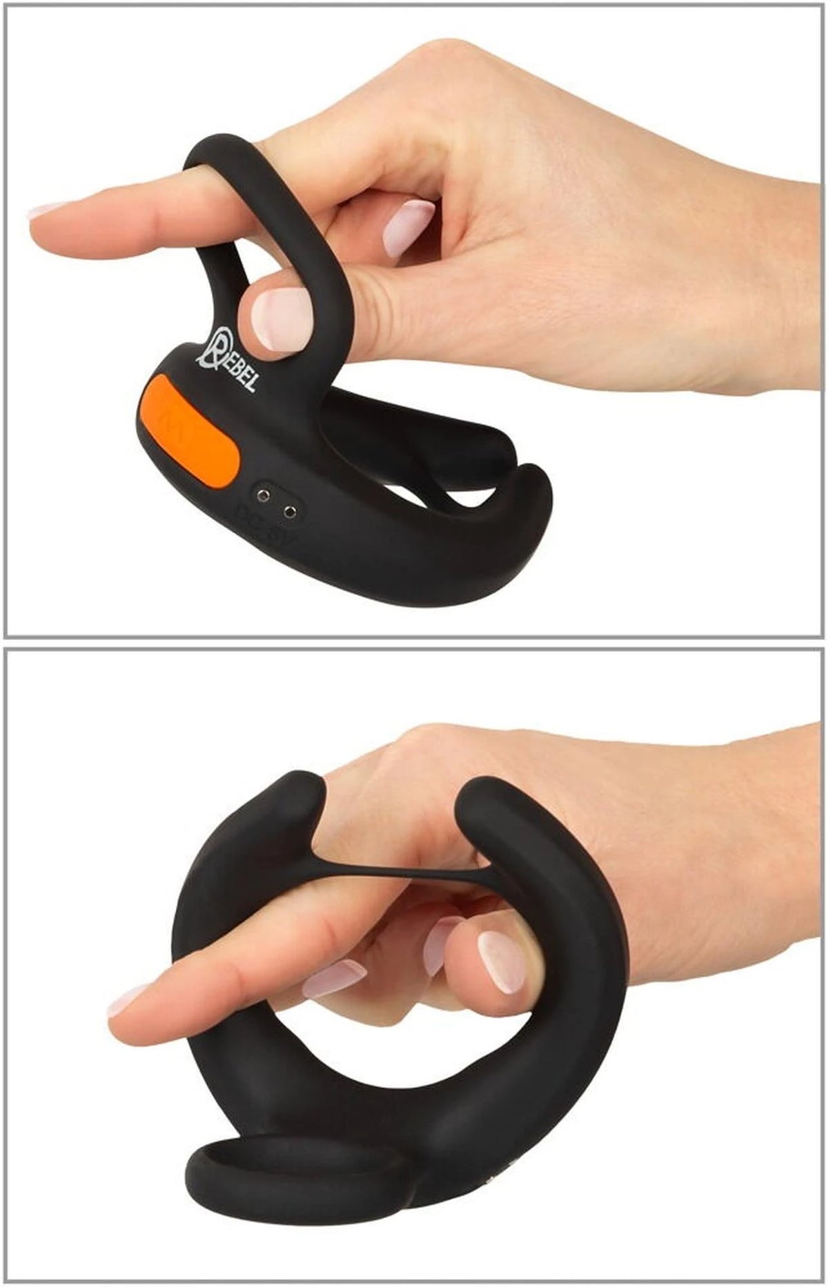 Cock ring Scrotum 10 functions – rechargeable, remote control, black | Rebel