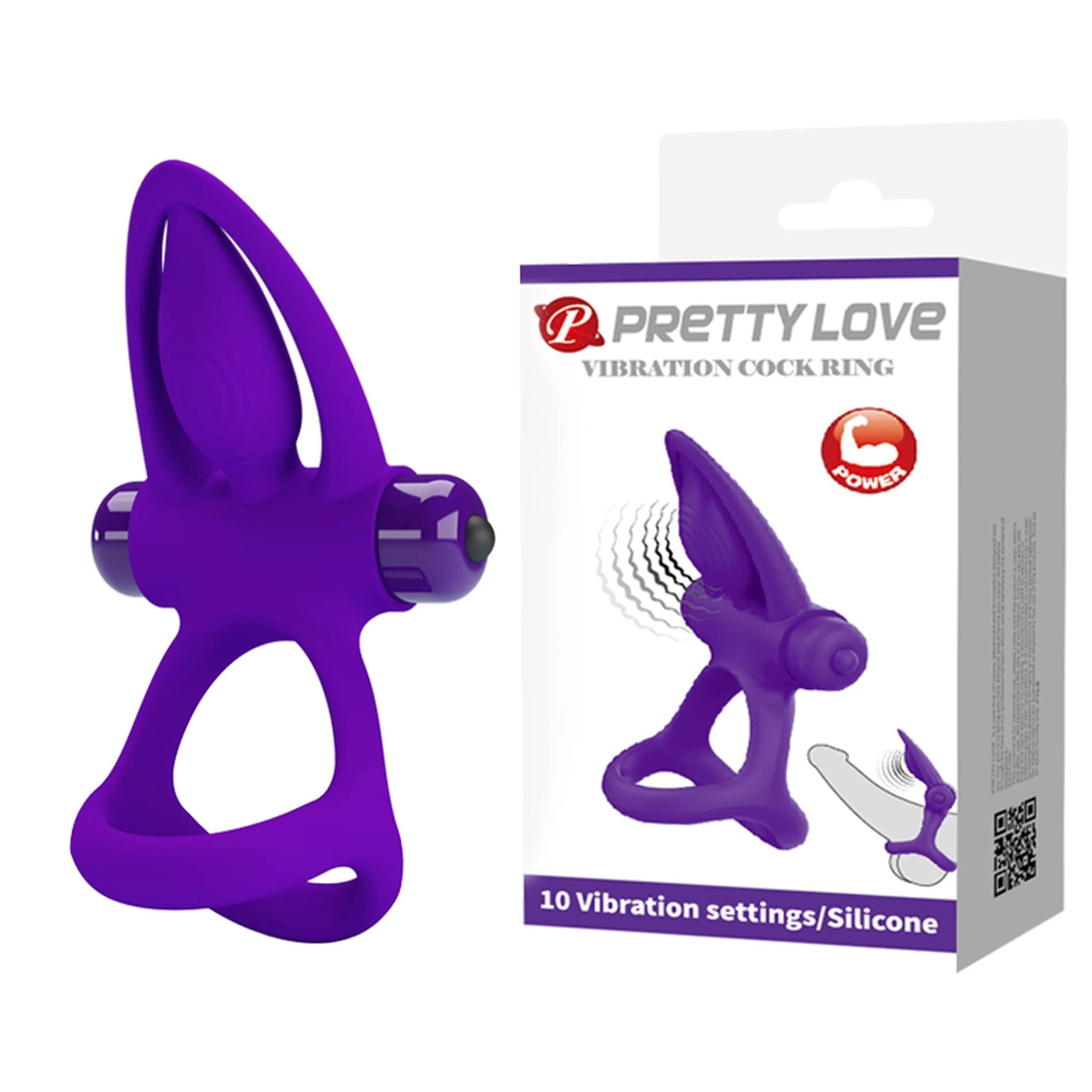 PRETTY LOVE - ANNEAU PÉNIS VIBRANT, 10 fonctions de vibration