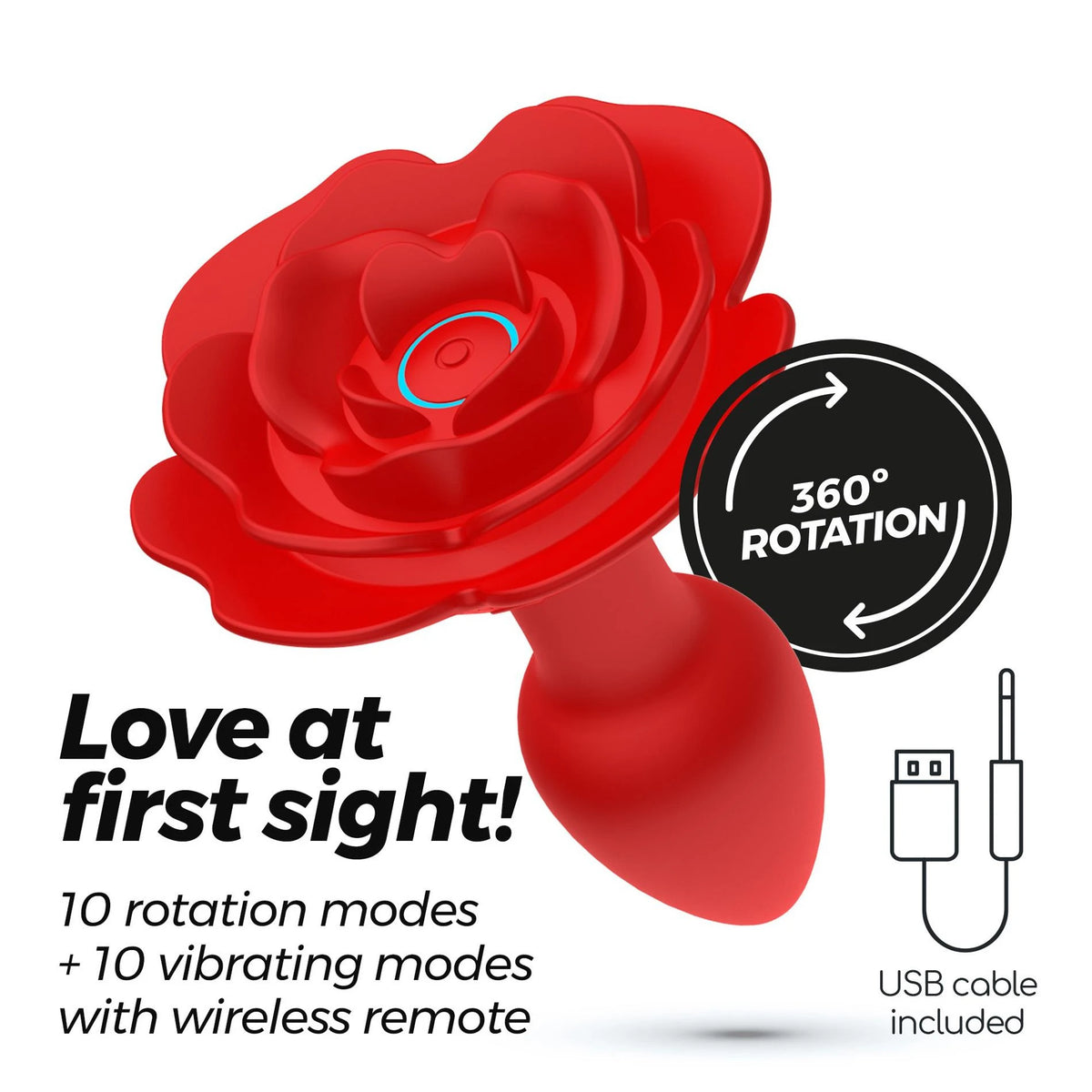 Plug anal Giulietta 10 fonctions – vibrant, avec bijou, rouge | Crushious