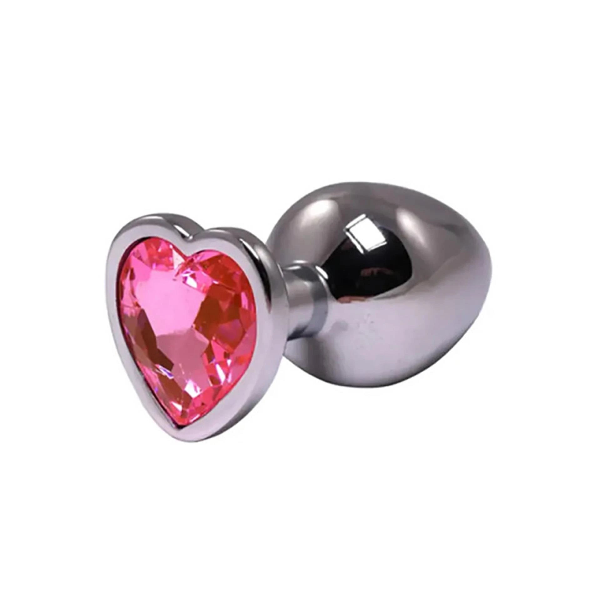 Plug anal en forme de cœur en argent avec cristal rose