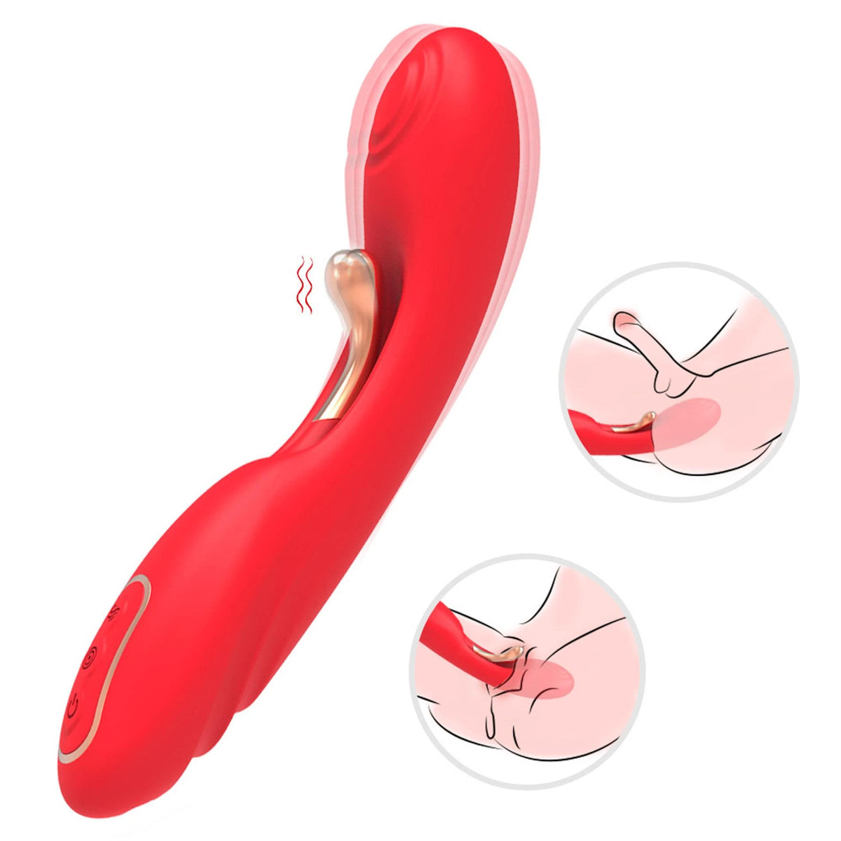 Vibratore rabbit Fishhook point 9 funzioni – ricaricabile, doppio, rosso | Favorites