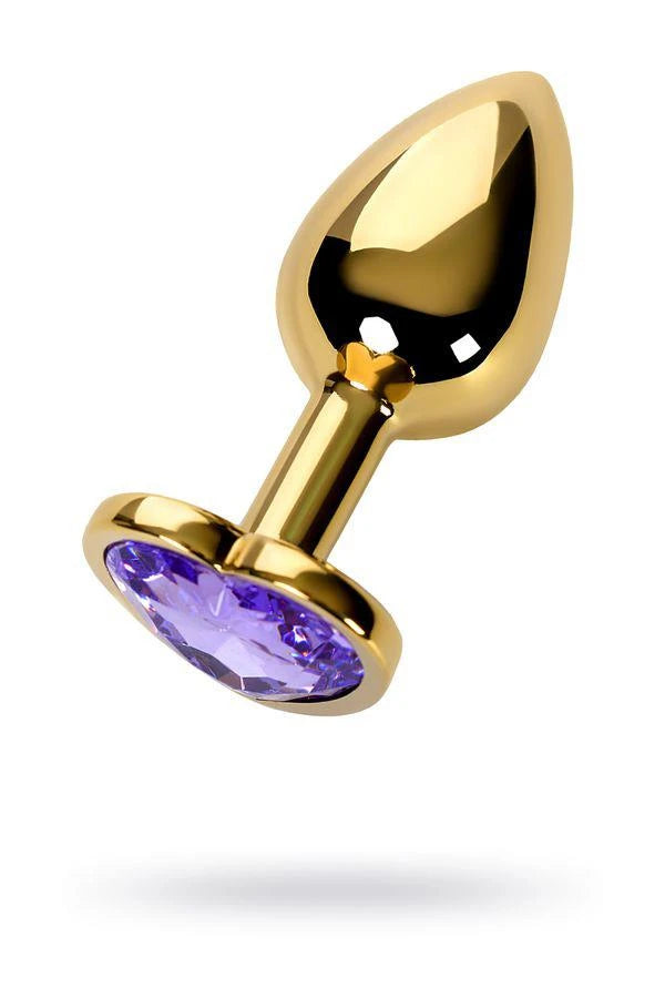 Plug anal Métal by TOYFA, métal, doré, avec cristal violet, 7 cm, D 2.7 cm