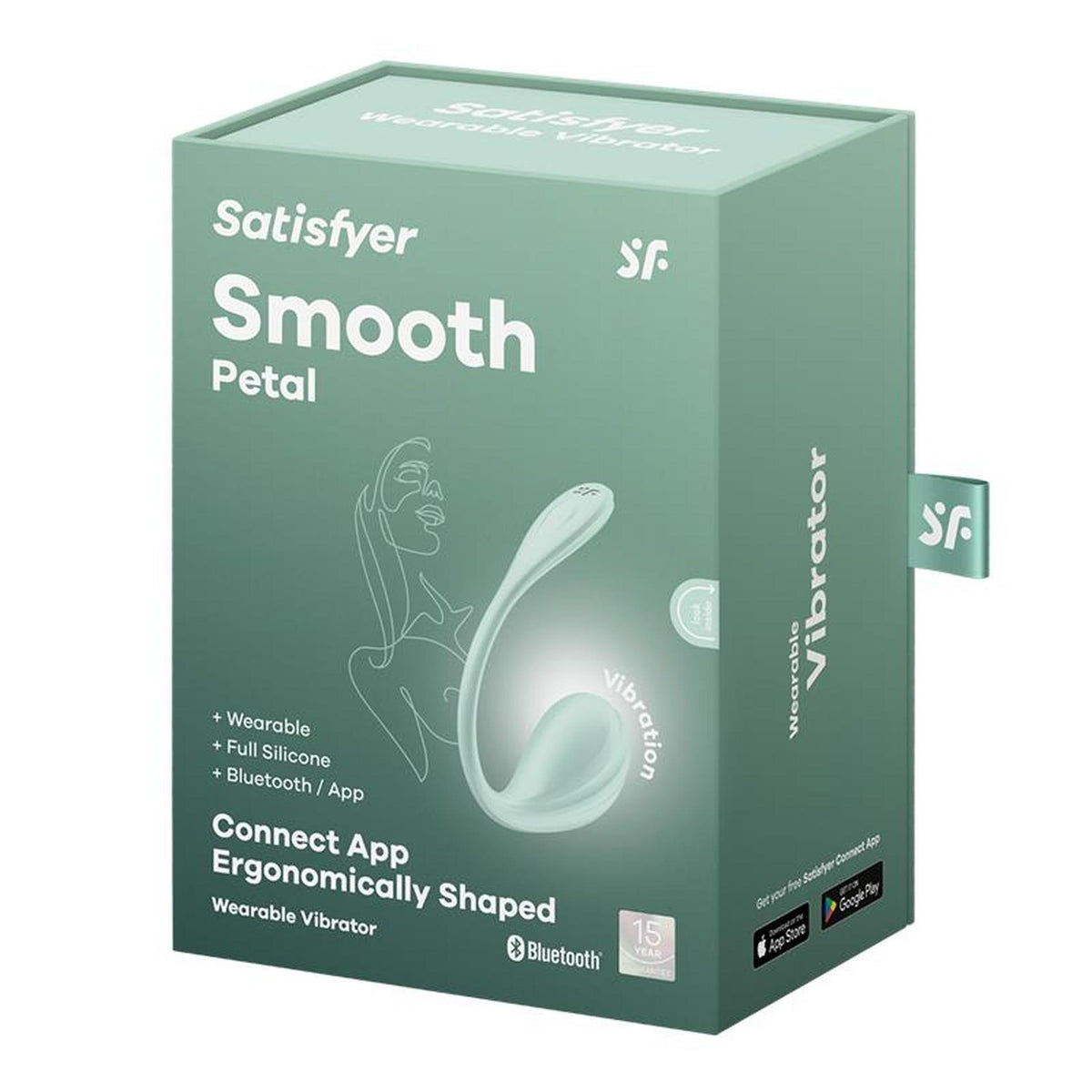 Vibratore speciale Smooth Petal 23 cm – controllo da app, ricaricabile, verde | Satisfyer