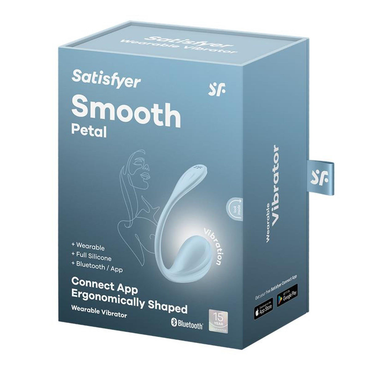 Vibrador especial Smooth Petal Connect Wearable 23 cm – control por app, azul | Satisfyer