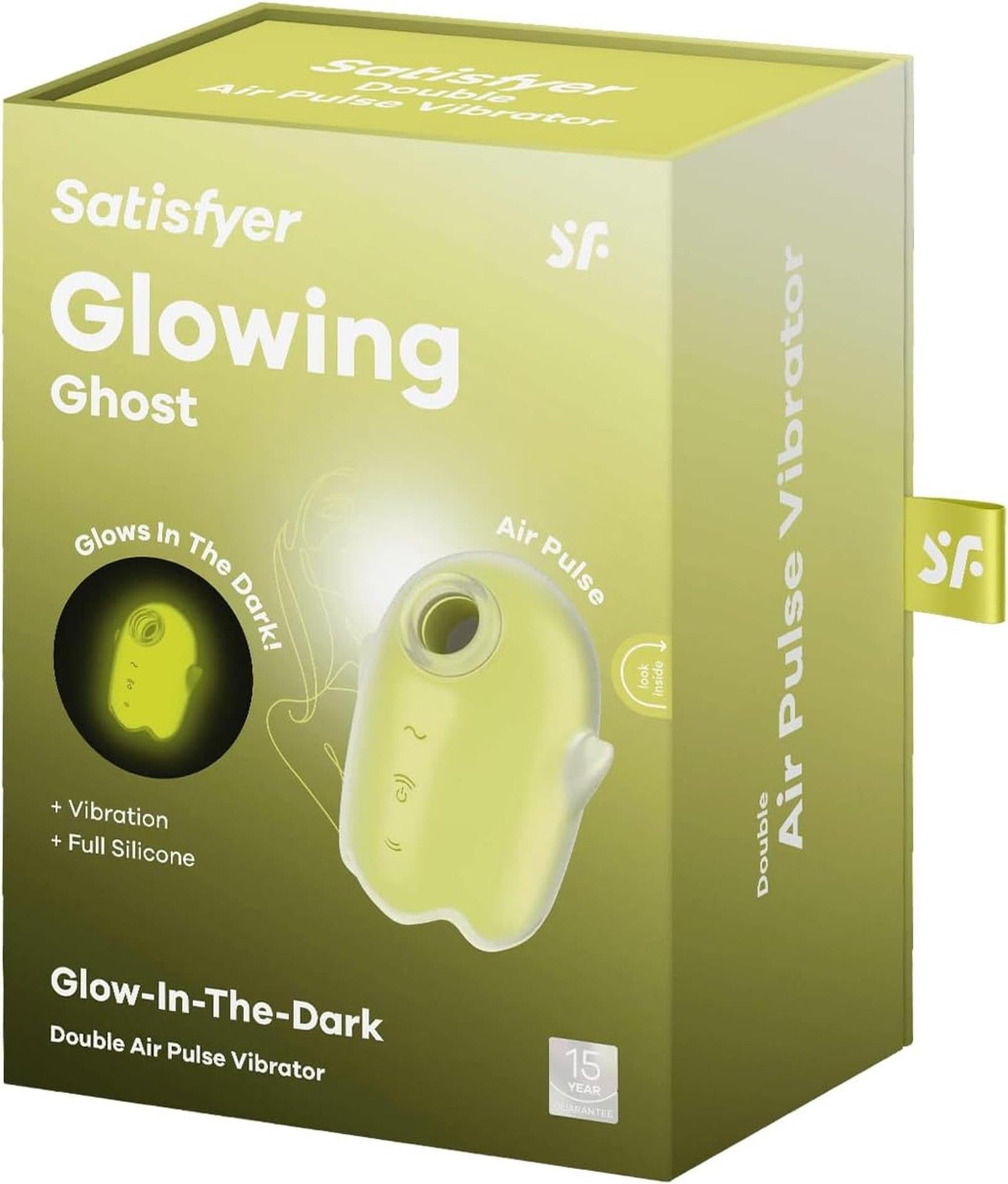 Glowing Ghost - Glow in the Dark - Double Air Pulse Vibrator - Yellow