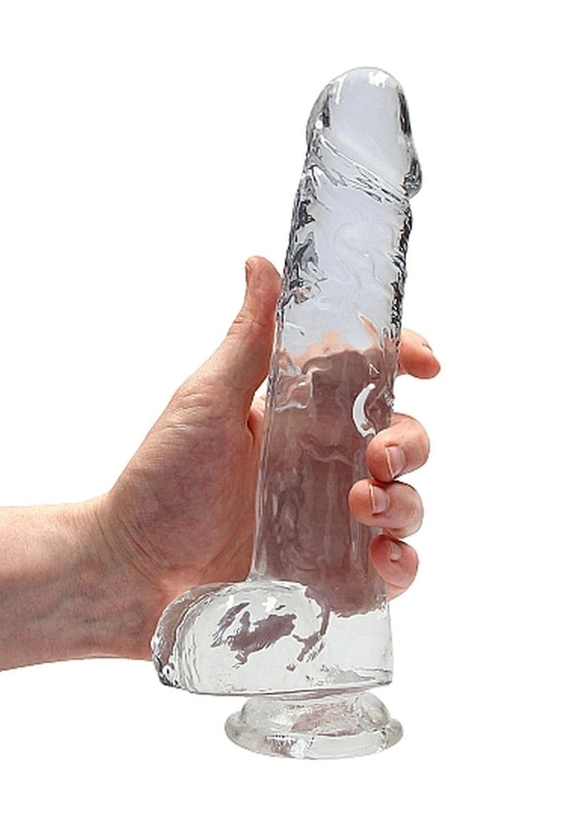Realistic dildo 9″ 25 cm – with suction cup, clear | RealRock