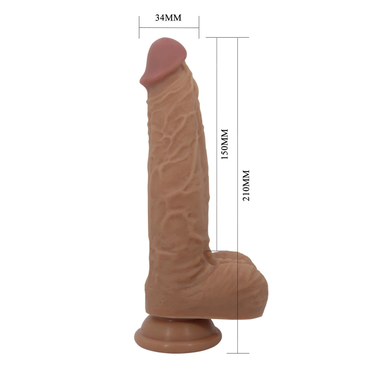 Realistischer Vibrator Jonathan 8 3 3 Funktionen – mit Fernbedienung, braun | Pretty Love