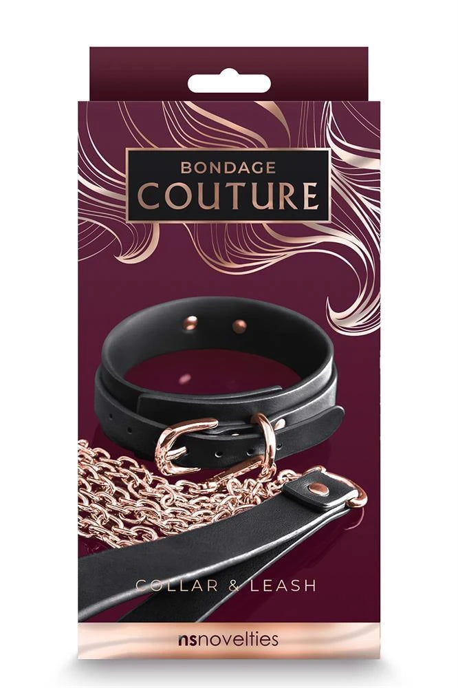 Entrave bondage Couture Collar AND Leash – noire | NS Novelties