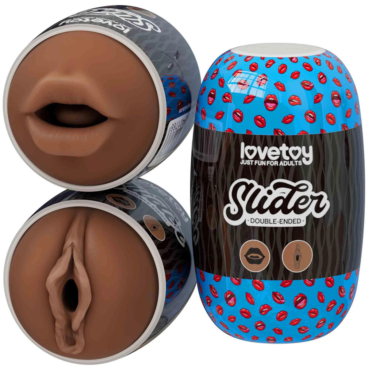 Masturbator Slider Ended 10.3 cm – vibrating, double, brown 10-LV350021 | Lovetoy