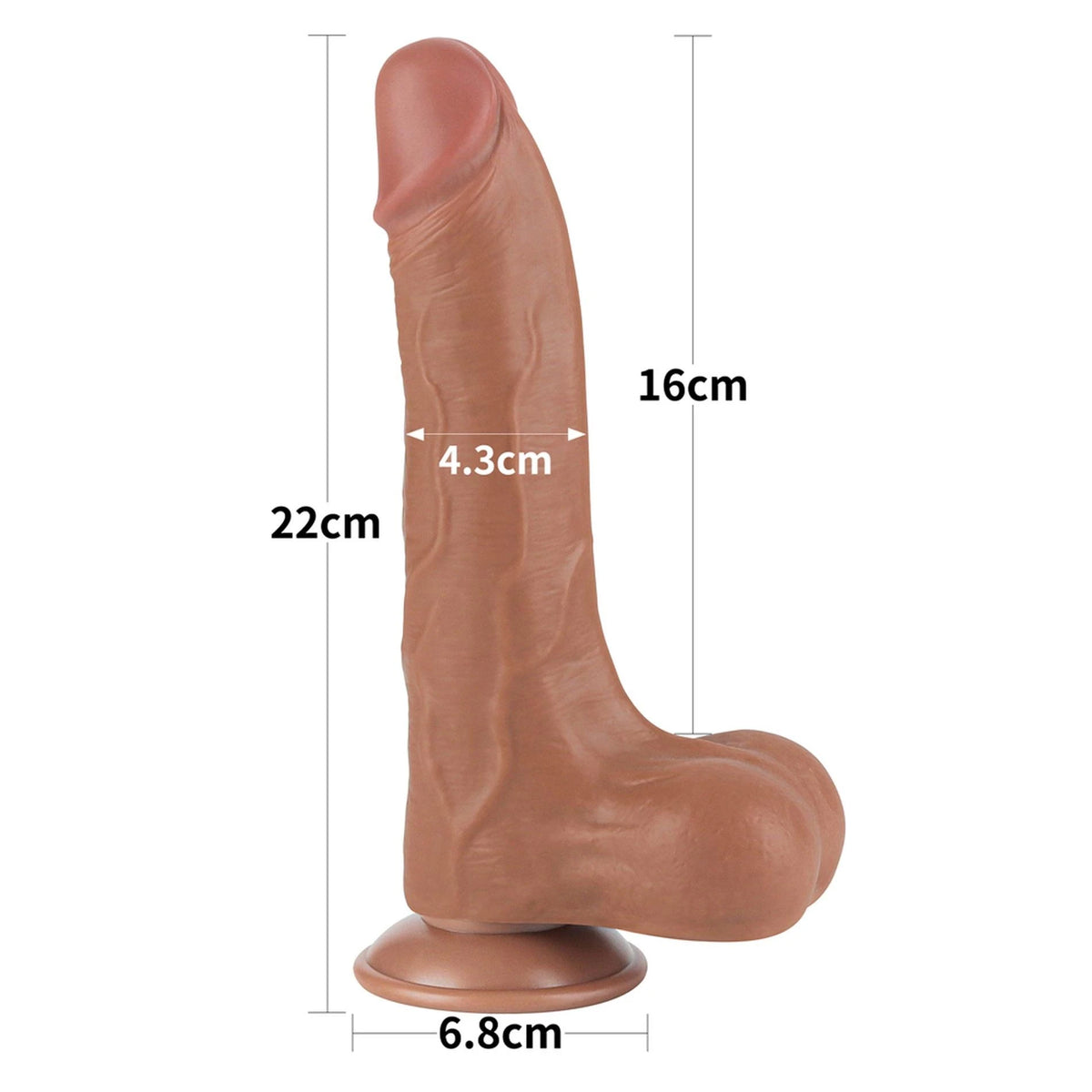 Dildo realista Layer 22 cm – com ventosa, vibratório, castanho 10-LV317309 | Lovetoy