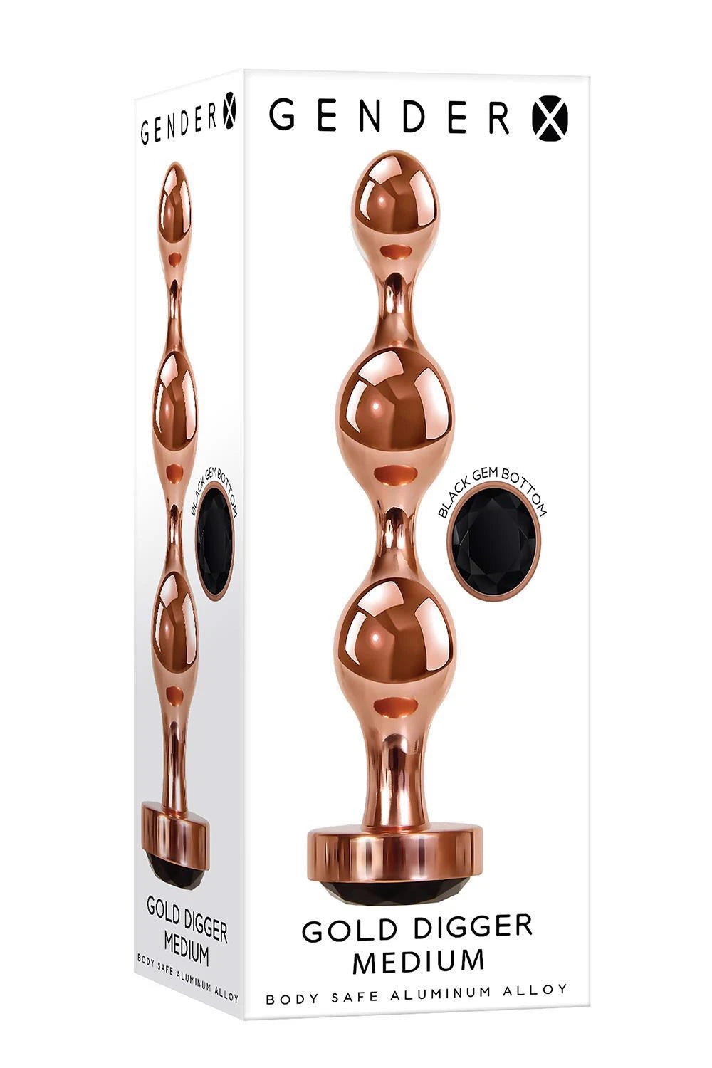 Plug anale Digger 10.8 cm – con gioiello, oro | Gender X